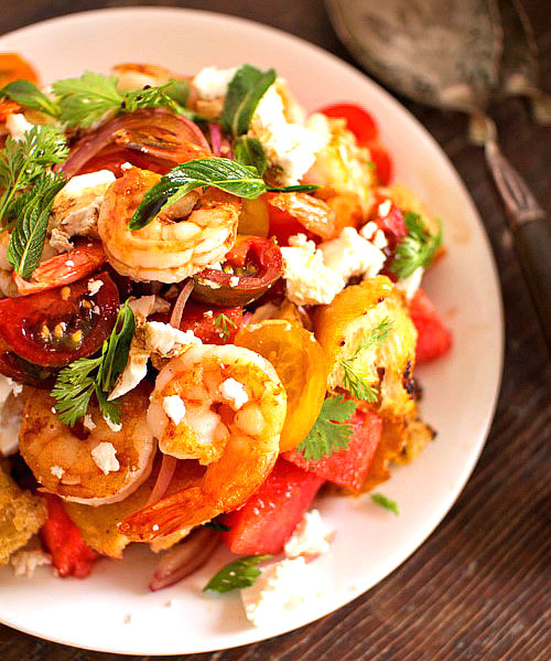 Salata od škampi, rajčice i lubenice
