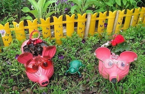 mini flowerbeds av grisar