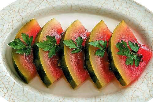 gemarineerde watermeloen met citroenzuur