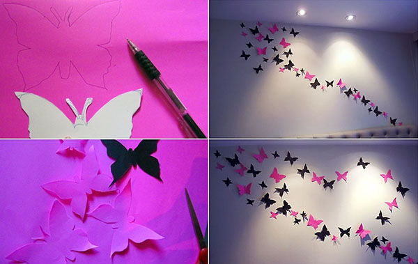 stencils van vlinders op de muur