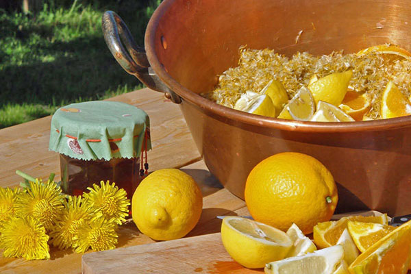 komponen jem dari dandelions dan lemon