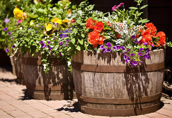 drevené vane pre záhradné kvety