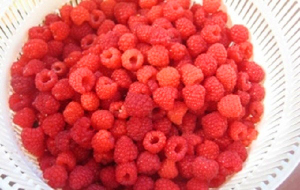 vask og tørk bringebær bær