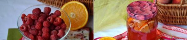 compote av bringebær og oransje