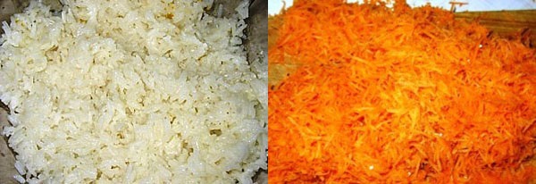 подготовить рис и морковь