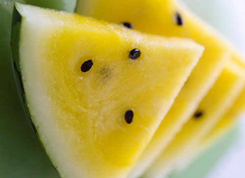 Gele watermeloenen verschillen niet alleen in kleur maar ook in smaak
