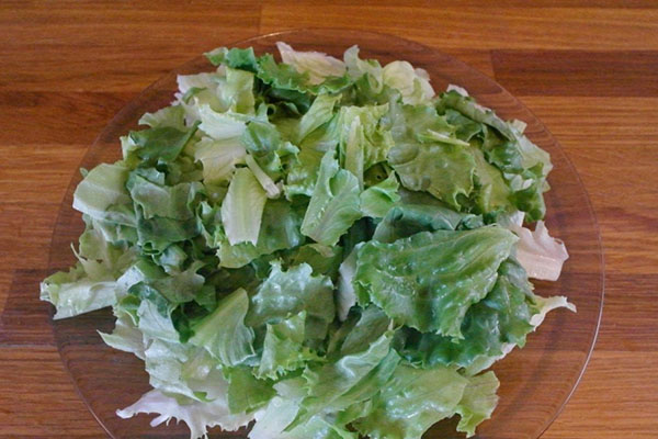 выложить в салатницу листовой салат